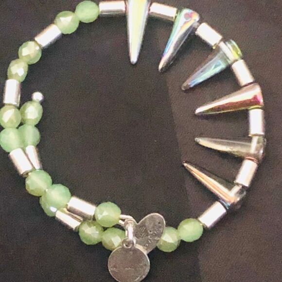 Alex and Ani Green Metallic Wrap Spike Bracelet - Picture 1 of 6